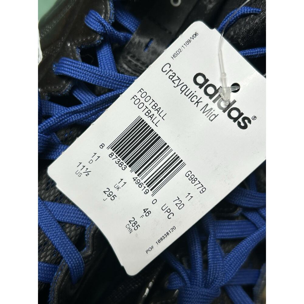 Adidas Crazyquick Football Cleats Mid Men’s 11.5 Black Blue G98779 - Picture 3 of 8